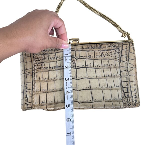 Vintage Beitsch Women's Beige Embossed Leather Gold Hardware Handbag Size S - Picture 10 of 12